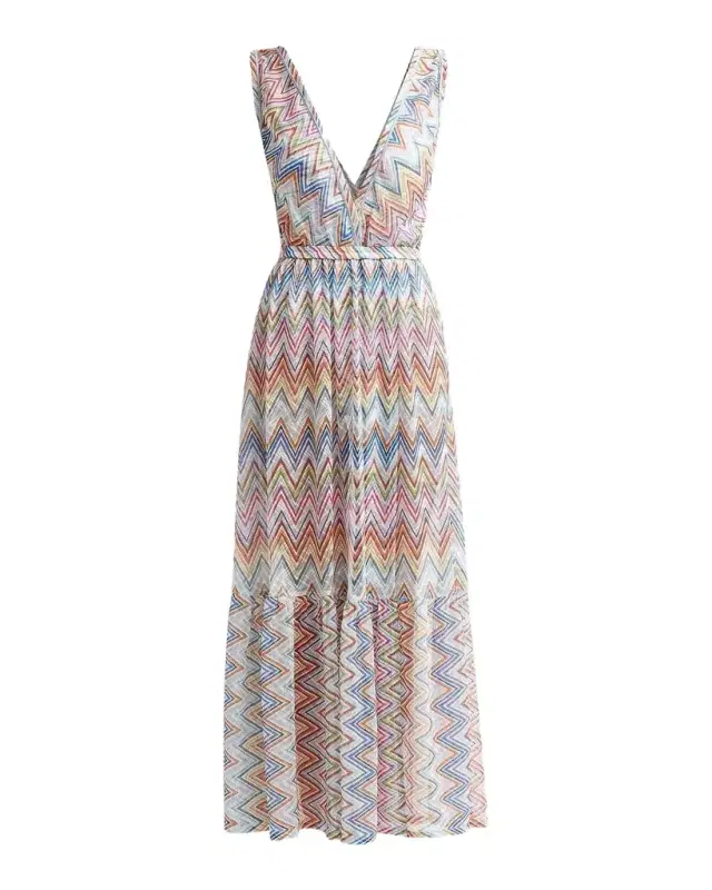 Missoni Long Zig Zag Tulle Dress Coverup