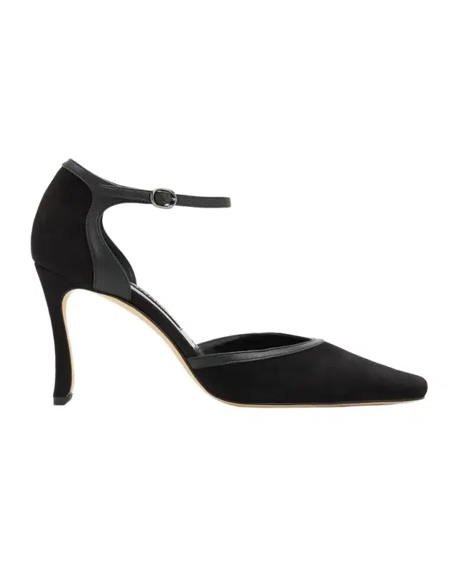 Manolo Blahnik 90mm Verdusan Mixed Leather Ankle-Strap Sandals
