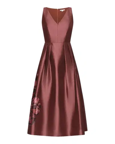 Kay Unger New York Blakely Border Print Tea-Length Cocktail Dress | Thumbnail 1 Kay Unger New York Blakely Border Print Tea-Length Cocktail Dress | Thumbnail 1