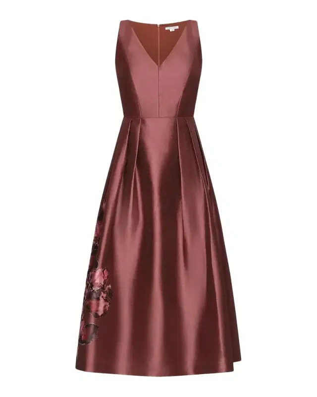 Kay Unger New York Blakely Border Print Tea-Length Cocktail Dress