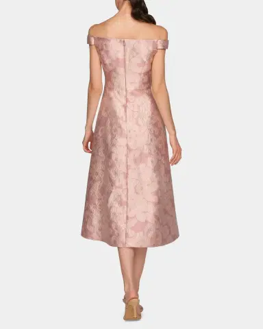 Kay Unger New York Alina Floral Jacquard Tea-Length Cocktail Dress | Thumbnail 3