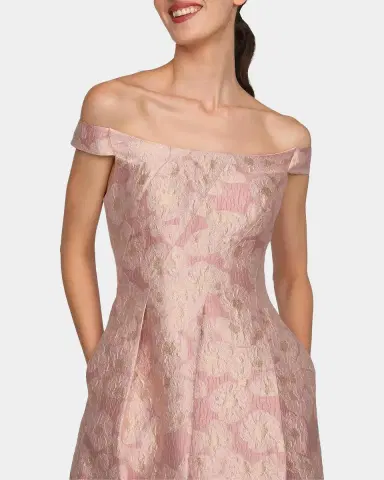 Kay Unger New York Alina Floral Jacquard Tea-Length Cocktail Dress | Thumbnail 5
