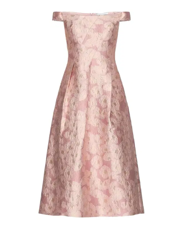 Kay Unger New York Alina Floral Jacquard Tea-Length Cocktail Dress