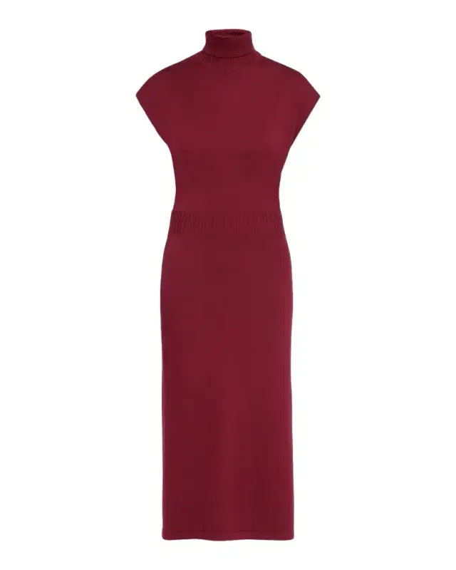 Ramy Brook Liberty Turtleneck Cap-Sleeve Sweater Maxi Dress