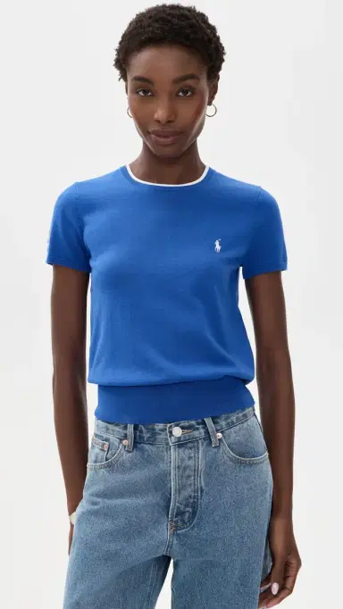 Polo Ralph Lauren U Open Knit Cotton Tee Blue | Thumbnail 2