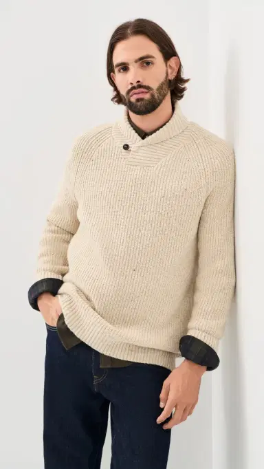 Barbour Fleck Shawl Neck Sweater Pearl | Thumbnail 2