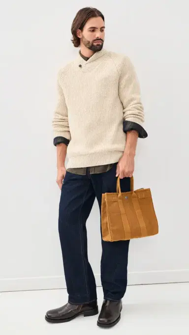 Barbour Fleck Shawl Neck Sweater Pearl | Thumbnail 5