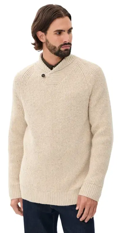 Barbour Fleck Shawl Neck Sweater Pearl | Thumbnail 1