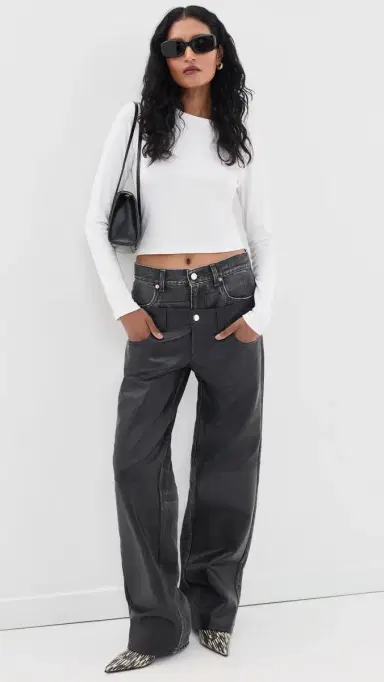 Haikure Bonnie Double Waistband Jeans Hedwig Black | Thumbnail 2