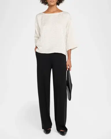 Eileen Fisher Bateau-Neck Boxy Silk Top | Thumbnail 2