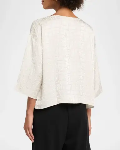 Eileen Fisher Bateau-Neck Boxy Silk Top | Thumbnail 3