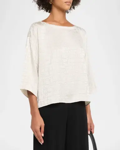 Eileen Fisher Bateau-Neck Boxy Silk Top | Thumbnail 4