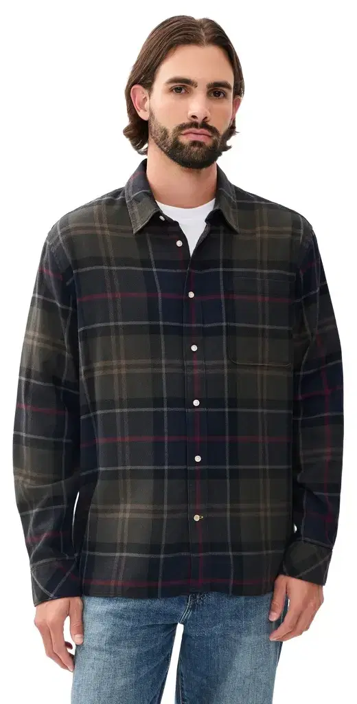 Barbour Bourne Relaxed Tartan Button Down Shirt hadow Classic Tartan