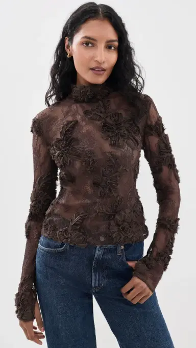 Aknvas Freja Lace Top Brown | Thumbnail 2 Aknvas Freja Lace Top Brown | Thumbnail 2