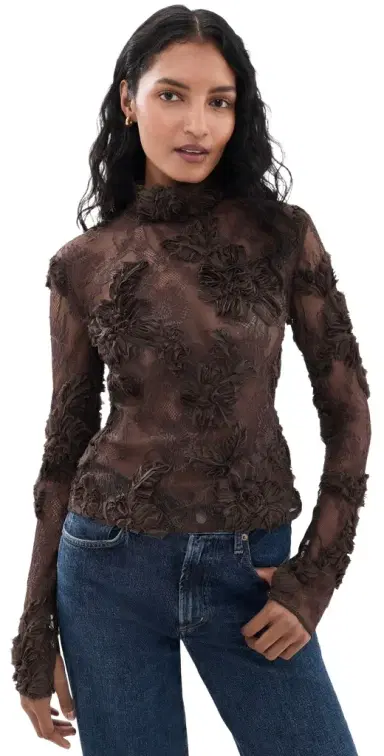 Aknvas Freja Lace Top Brown | Thumbnail 1 Aknvas Freja Lace Top Brown | Thumbnail 1