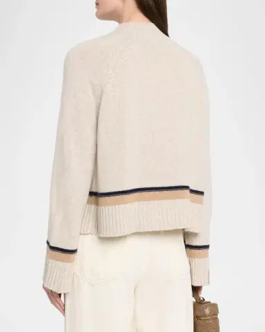 Autumn Cashmere Cashmere Striped Mock-Neck Sweater | Thumbnail 3