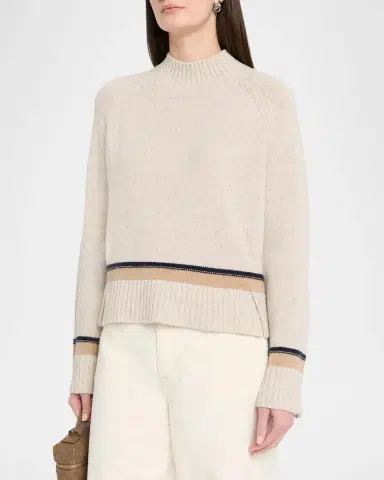 Autumn Cashmere Cashmere Striped Mock-Neck Sweater | Thumbnail 4
