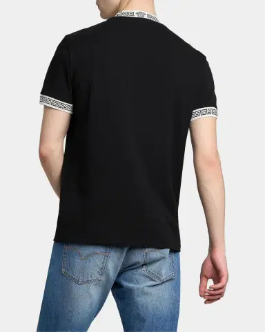 Versace Men's Greca-Trim Crewneck T-Shirt | Thumbnail 3