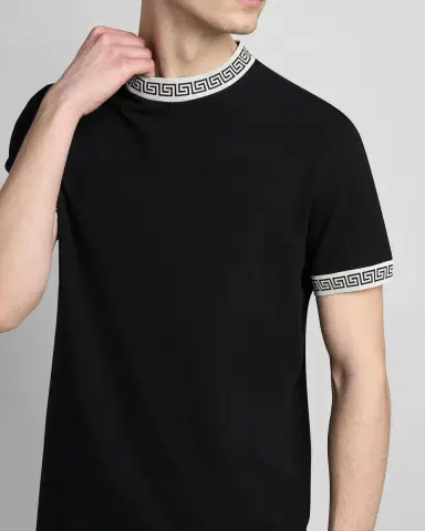 Versace Men's Greca-Trim Crewneck T-Shirt | Thumbnail 5