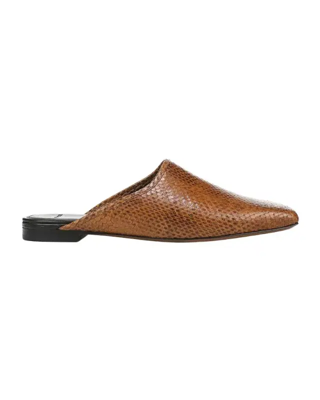 Vince Dakota Snake-Embossed Leather Mules