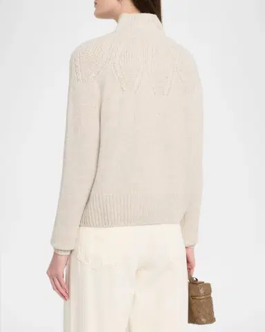 Autumn Cashmere Cashmere Mock-Neck Cable Knit Sweater | Thumbnail 3