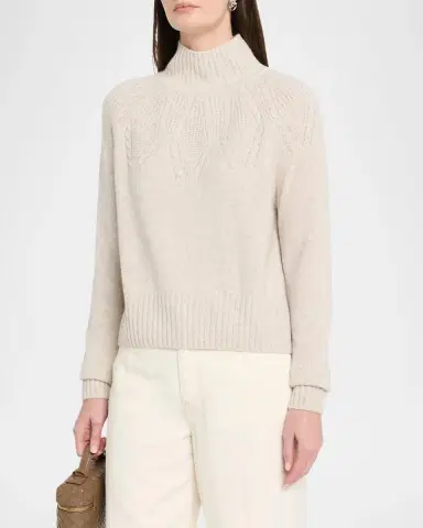 Autumn Cashmere Cashmere Mock-Neck Cable Knit Sweater | Thumbnail 4