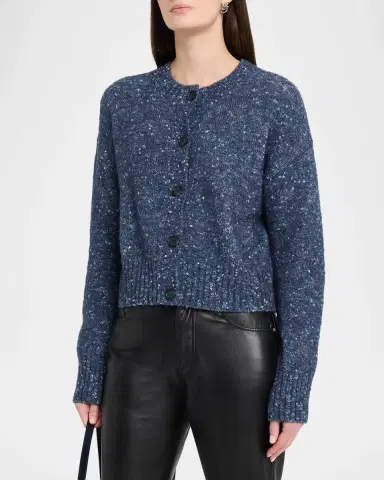 Autumn Cashmere Cropped Donegal Boucle Cardigan | Thumbnail 4