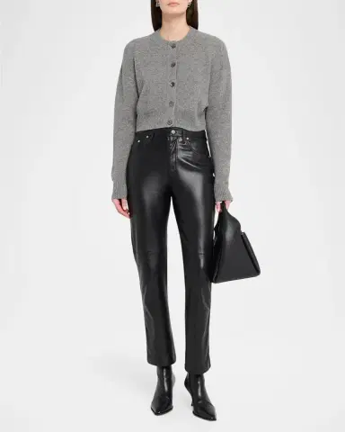Autumn Cashmere Cashmere Cropped Crewneck Cardigan | Thumbnail 2 Autumn Cashmere Cashmere Cropped Crewneck Cardigan | Thumbnail 2
