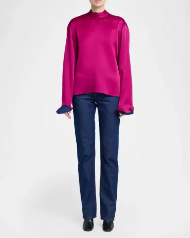 Stella McCartney Contrast-Cuff Satin Blouse | Thumbnail 2