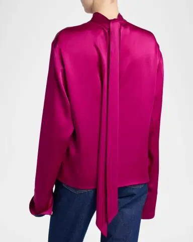 Stella McCartney Contrast-Cuff Satin Blouse | Thumbnail 3