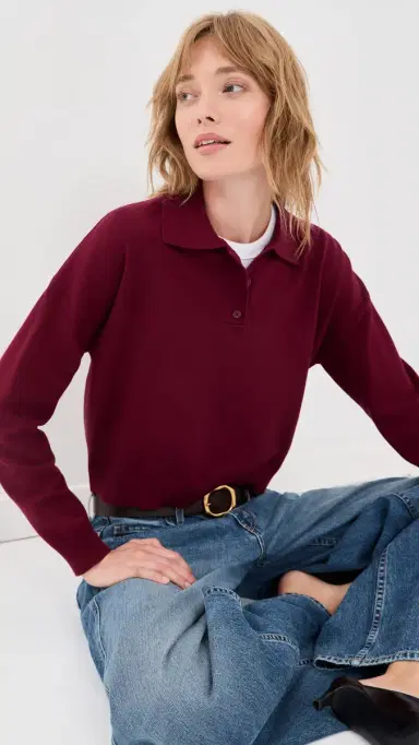 LE BOP Zadie Polo Shirt Burgundy | Thumbnail 2 LE BOP Zadie Polo Shirt Burgundy | Thumbnail 2