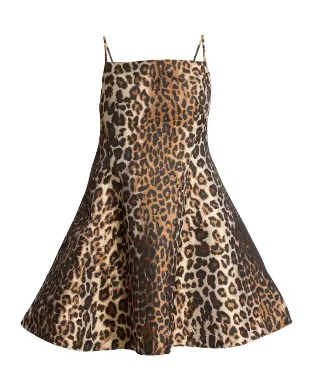 Givenchy Sleeveless Sliced Leopard Jacquard Mini Dress