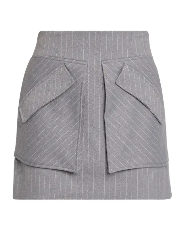 Aknvas Cherry Grey Pinstripe Skirt