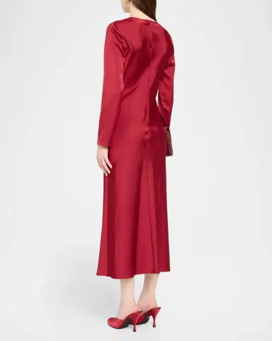 Emporio Armani Long-Sleeve Techno Twill Maxi Dress | Thumbnail 3 Emporio Armani Long-Sleeve Techno Twill Maxi Dress | Thumbnail 3