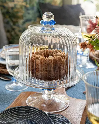 Juliska Nell Ruffle Petite Cake Dome & Stand, Chambray | Thumbnail 5