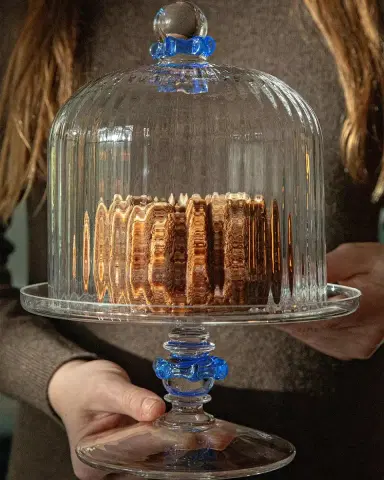 Juliska Nell Ruffle Petite Cake Dome & Stand, Chambray | Thumbnail 6