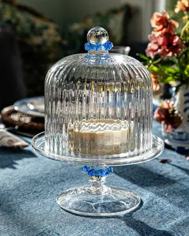 Juliska Nell Ruffle Petite Cake Dome & Stand, Chambray | Thumbnail 7