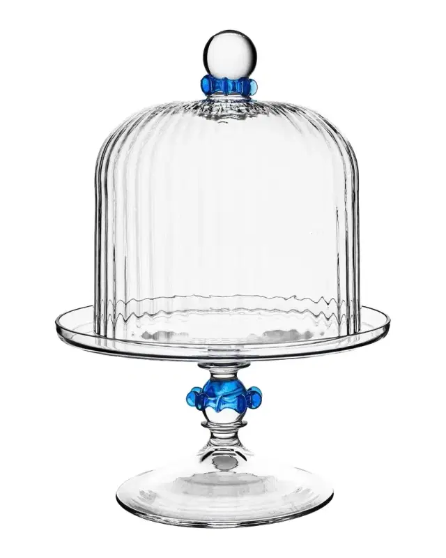 Juliska Nell Ruffle Petite Cake Dome & Stand, Chambray