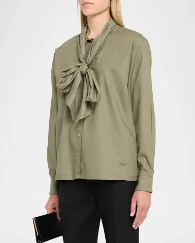 Emporio Armani Button-Front Scarf Shirt | Thumbnail 4 Emporio Armani Button-Front Scarf Shirt | Thumbnail 4