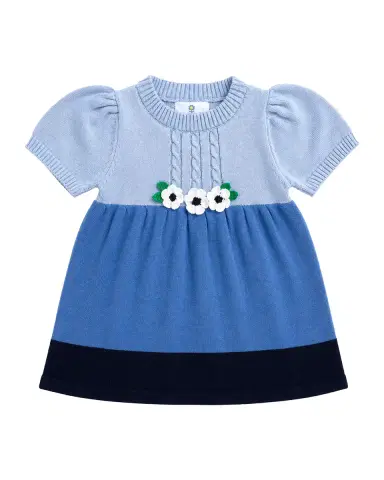 Florence Eiseman Girl's Colorblocked Sweater Dress with Flowers, Size 6M-4 | Thumbnail 2