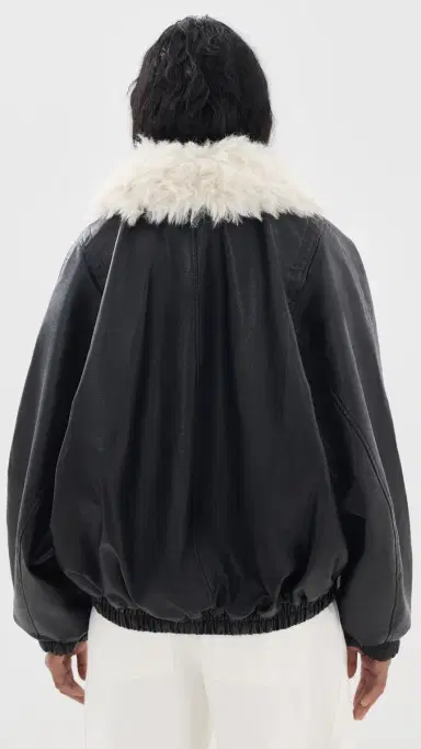 Source Unknown Rioni Faux Fur Collar Bomber Jacket Black M/L | Thumbnail 3