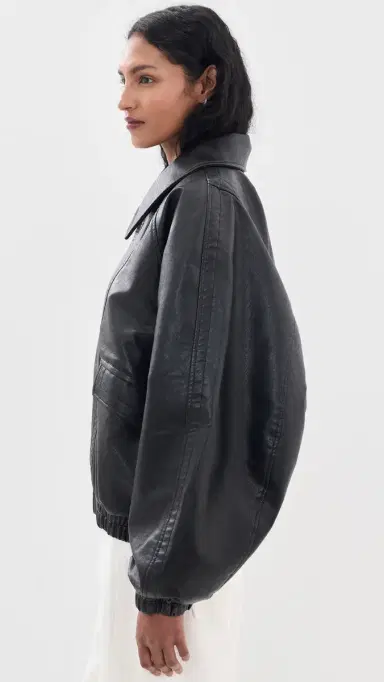 Source Unknown Rioni Faux Fur Collar Bomber Jacket Black M/L | Thumbnail 4