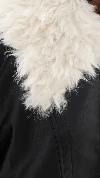 Source Unknown Rioni Faux Fur Collar Bomber Jacket Black M/L | Thumbnail 6