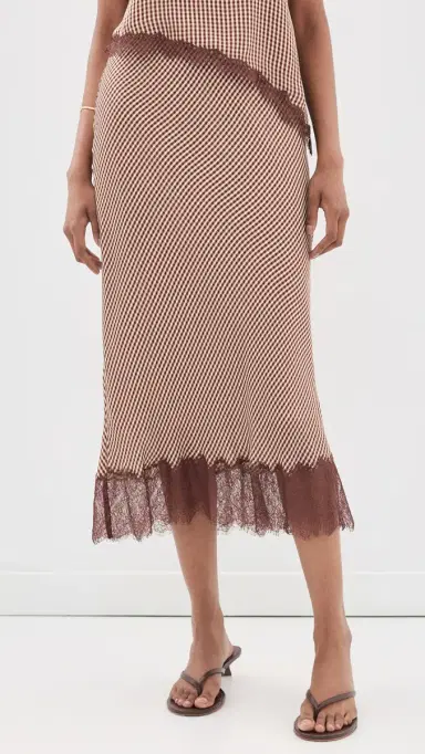 Cami NYC haron Skirt Brown Gingham | Thumbnail 2