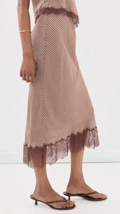 Cami NYC haron Skirt Brown Gingham | Thumbnail 4
