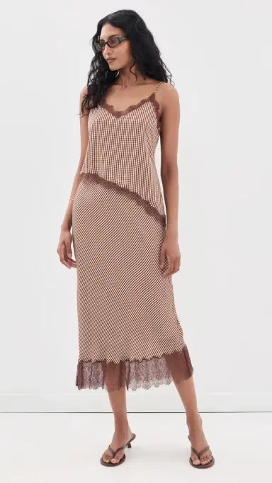 Cami NYC haron Skirt Brown Gingham | Thumbnail 5