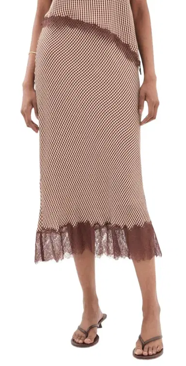 Cami NYC haron Skirt Brown Gingham | Thumbnail 1