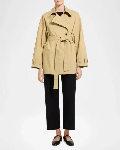Theory Cropped Double-Breasted Trench Coat | Thumbnail 2 Theory Cropped Double-Breasted Trench Coat | Thumbnail 2