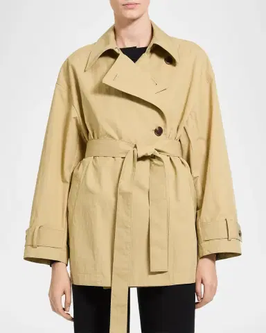 Theory Cropped Double-Breasted Trench Coat | Thumbnail 4 Theory Cropped Double-Breasted Trench Coat | Thumbnail 4