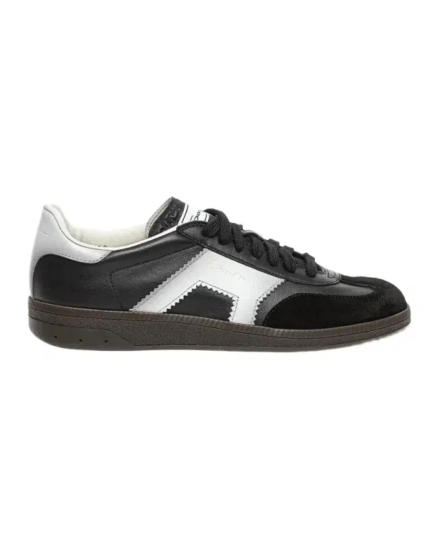 Santoni Bicolor Mixed Leather Low-Top Sneakers